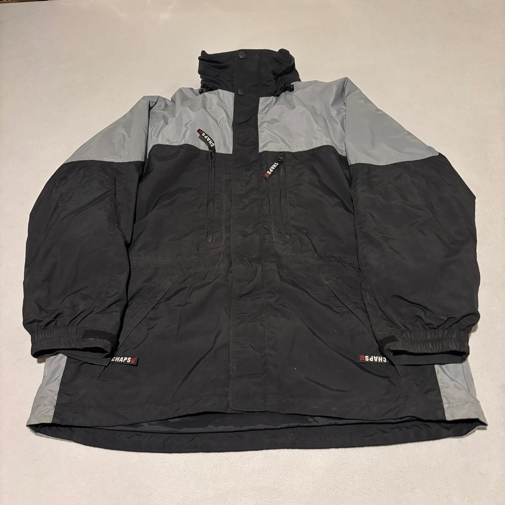 Chaps‎ Ralph Lauren Mens XL Black Grey Colorblock Winter Parka Jacket Coat